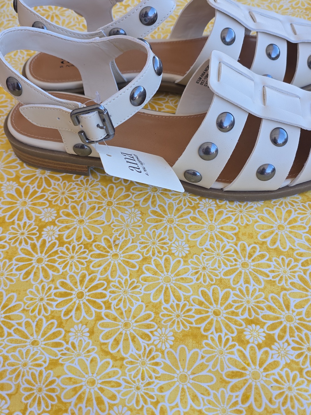 a.n.a White Studded Leather Slingback Sandals - Picture 4 of 4